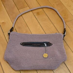 Lina Taupe Knit Shoulder Bag
